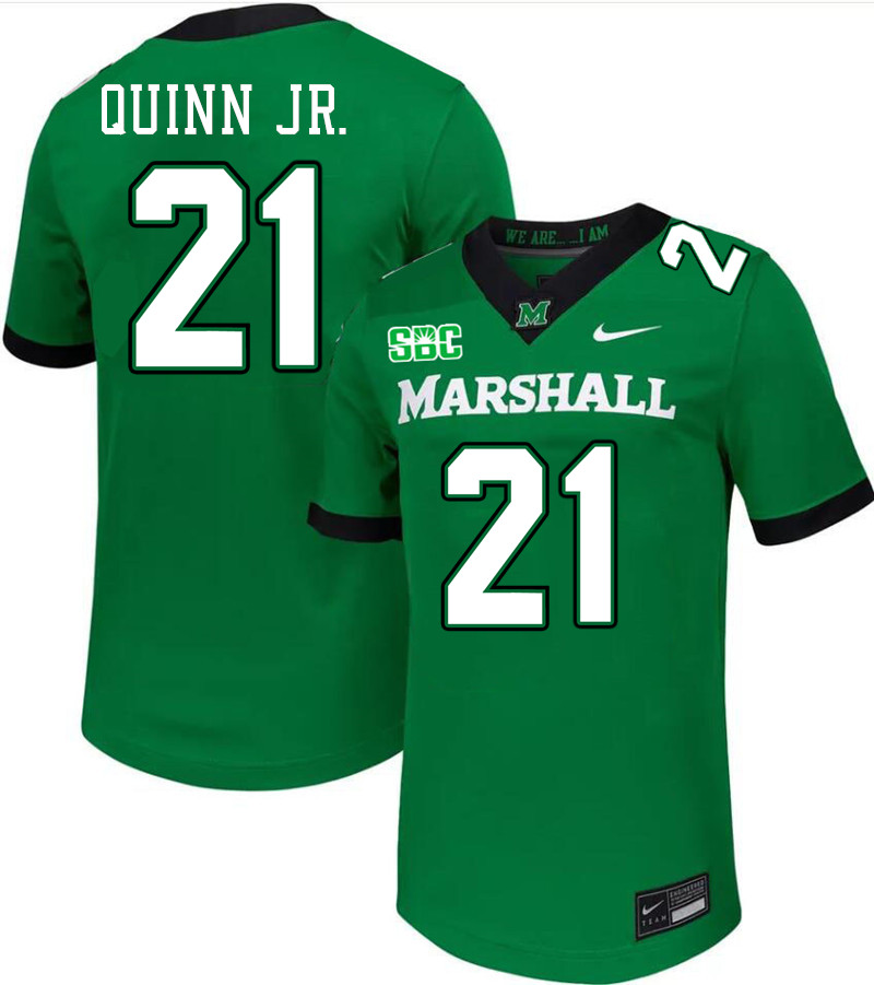 Marshall Thundering Herd #21 Anthony Quinn Jr. College Football Jerseys Stitched-Green